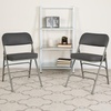 image:imageFlash Furniture Pack of 4 HERCULES Series Premium Curved Triple Braced amp Double Hinged Black PinDot Fabric Metal Folding ChairGrey