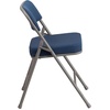 image:imageFlash Furniture Pack of 4 HERCULES Series Premium Curved Triple Braced amp Double Hinged Black PinDot Fabric Metal Folding ChairNavy
