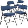 image:imageFlash Furniture Pack of 4 HERCULES Series Premium Curved Triple Braced amp Double Hinged Black PinDot Fabric Metal Folding ChairNavy