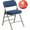 image:imageFlash Furniture Pack of 4 HERCULES Series Premium Curved Triple Braced amp Double Hinged Black PinDot Fabric Metal Folding ChairNavy
