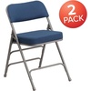 image:imageFlash Furniture Pack of 4 HERCULES Series Premium Curved Triple Braced amp Double Hinged Black PinDot Fabric Metal Folding ChairNavy