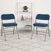 image:imageFlash Furniture Pack of 4 HERCULES Series Premium Curved Triple Braced amp Double Hinged Black PinDot Fabric Metal Folding ChairNavy