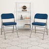 image:imageFlash Furniture Pack of 4 HERCULES Series Premium Curved Triple Braced amp Double Hinged Black PinDot Fabric Metal Folding ChairNavy