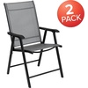 image:imageFlash Furniture Paladin Black Outdoor Folding Patio Sling Chair with Black Frame 2 PackGrey