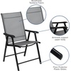 image:imageFlash Furniture Paladin Black Outdoor Folding Patio Sling Chair with Black Frame 2 PackGrey