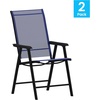 image:imageFlash Furniture Paladin Black Outdoor Folding Patio Sling Chair with Black Frame 2 PackNavy