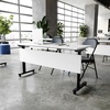 image:imageFlash Furniture Palmer Commercial Nesting Flip Training Table HeavyDuty Steel Frame and TLegs Modesty Panel 1 Thick Tabletop 72 x 24 Gray TopBlack FrameWhite TopBlack Frame