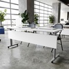 image:imageFlash Furniture Palmer Commercial Nesting Flip Training Table HeavyDuty Steel Frame and TLegs Modesty Panel 1 Thick Tabletop 72 x 24 Gray TopBlack FrameWhite TopGray Frame