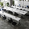 image:imageFlash Furniture Palmer Commercial Nesting Flip Training Table HeavyDuty Steel Frame and TLegs Modesty Panel 1 Thick Tabletop 72 x 24 Gray TopBlack FrameWhite TopBlack Frame