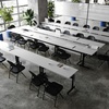 image:imageFlash Furniture Palmer Commercial Nesting Flip Training Table HeavyDuty Steel Frame and TLegs Modesty Panel 1 Thick Tabletop 72 x 24 Gray TopBlack FrameGray TopBlack Frame