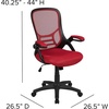 image:imageFlash Furniture Porter HighBack Swivel Office Chair with Adjustable Lumbar Support and Seat Height Ergonomic Mesh Desk Chair with FlipUp Armrests GrayBlackRed