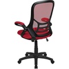 image:imageFlash Furniture Porter HighBack Swivel Office Chair with Adjustable Lumbar Support and Seat Height Ergonomic Mesh Desk Chair with FlipUp Armrests GrayBlackRed