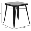 image:imageFlash Furniture Prince Commercial Grade 2375 Square White Metal IndoorOutdoor TableBlack