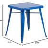 image:imageFlash Furniture Prince Commercial Grade 2375 Square White Metal IndoorOutdoor TableBlue