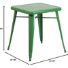 image:imageFlash Furniture Prince Commercial Grade 2375 Square White Metal IndoorOutdoor TableGreen