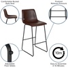 image:imageFlash Furniture Reagan 24 LeatherSoft Counter Height Stools with Footrest MidCentury Modern Bucket Style Dining Chairs Set of 2 Light GrayDark Brown