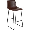 image:imageFlash Furniture Reagan 24 LeatherSoft Counter Height Stools with Footrest MidCentury Modern Bucket Style Dining Chairs Set of 2 Light GrayDark Brown