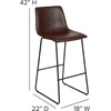 image:imageFlash Furniture Reagan 24 LeatherSoft Counter Height Stools with Footrest MidCentury Modern Bucket Style Dining Chairs Set of 2 Light GrayDark Brown