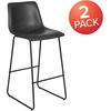 image:imageFlash Furniture Reagan 24 LeatherSoft Counter Height Stools with Footrest MidCentury Modern Bucket Style Dining Chairs Set of 2 Light GrayGrey