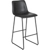 image:imageFlash Furniture Reagan 24 LeatherSoft Counter Height Stools with Footrest MidCentury Modern Bucket Style Dining Chairs Set of 2 Light GrayGrey