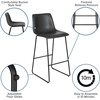 image:imageFlash Furniture Reagan 24 LeatherSoft Counter Height Stools with Footrest MidCentury Modern Bucket Style Dining Chairs Set of 2 Light GrayGrey