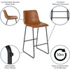 image:imageFlash Furniture Reagan 24 LeatherSoft Counter Height Stools with Footrest MidCentury Modern Bucket Style Dining Chairs Set of 2 Light GrayLight Brown