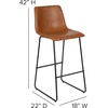 image:imageFlash Furniture Reagan 24 LeatherSoft Counter Height Stools with Footrest MidCentury Modern Bucket Style Dining Chairs Set of 2 Light GrayLight Brown