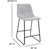 image:imageFlash Furniture Reagan 24 LeatherSoft Counter Height Stools with Footrest MidCentury Modern Bucket Style Dining Chairs Set of 2 Light GrayLight Gray