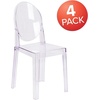 image:imageFlash Furniture Revna 4 Pack Revna Ghost Chair with Oval Back in Revna Transparent CrystalSet of 4