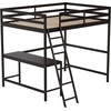 image:imageFlash Furniture Riley Loft Bed Frame with Desk  White Wood Slats  Full Size  Protective Guard Rails amp Ladder  Kids and Teens  Space Saving DesignEspresso