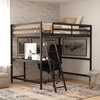 image:imageFlash Furniture Riley Loft Bed Frame with Desk  White Wood Slats  Full Size  Protective Guard Rails amp Ladder  Kids and Teens  Space Saving DesignEspresso