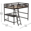 image:imageFlash Furniture Riley Loft Bed Frame with Desk  White Wood Slats  Full Size  Protective Guard Rails amp Ladder  Kids and Teens  Space Saving DesignEspresso