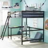 image:imageFlash Furniture Riley Loft Bed Frame with Desk  White Wood Slats  Full Size  Protective Guard Rails amp Ladder  Kids and Teens  Space Saving DesignEspresso