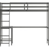 image:imageFlash Furniture Riley Loft Bed Frame with Desk  White Wood Slats  Full Size  Protective Guard Rails amp Ladder  Kids and Teens  Space Saving DesignLight Gray