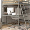 image:imageFlash Furniture Riley Loft Bed Frame with Desk  White Wood Slats  Full Size  Protective Guard Rails amp Ladder  Kids and Teens  Space Saving DesignLight Gray