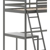 image:imageFlash Furniture Riley Loft Bed Frame with Desk  White Wood Slats  Full Size  Protective Guard Rails amp Ladder  Kids and Teens  Space Saving DesignLight Gray