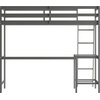image:imageFlash Furniture Riley Loft Bed Frame with Desk  White Wood Slats  Full Size  Protective Guard Rails amp Ladder  Kids and Teens  Space Saving DesignLight Gray