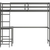 image:imageFlash Furniture Riley Loft Bed Frame with Desk  White Wood Slats  Full Size  Protective Guard Rails amp Ladder  Kids and Teens  Space Saving DesignLight Gray