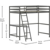 image:imageFlash Furniture Riley Loft Bed Frame with Desk  White Wood Slats  Full Size  Protective Guard Rails amp Ladder  Kids and Teens  Space Saving DesignLight Gray