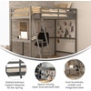 image:imageFlash Furniture Riley Loft Bed Frame with Desk  White Wood Slats  Full Size  Protective Guard Rails amp Ladder  Kids and Teens  Space Saving DesignLight Gray