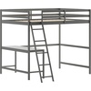 image:imageFlash Furniture Riley Loft Bed Frame with Desk  White Wood Slats  Full Size  Protective Guard Rails amp Ladder  Kids and Teens  Space Saving DesignLight Gray