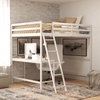 image:imageFlash Furniture Riley Loft Bed Frame with Desk  White Wood Slats  Full Size  Protective Guard Rails amp Ladder  Kids and Teens  Space Saving DesignWhite
