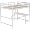 image:imageFlash Furniture Riley Loft Bed Frame with Desk  White Wood Slats  Full Size  Protective Guard Rails amp Ladder  Kids and Teens  Space Saving DesignWhite
