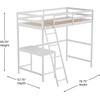 image:imageFlash Furniture Riley Loft Bed Frame with Desk  White Wood Slats  Full Size  Protective Guard Rails amp Ladder  Kids and Teens  Space Saving DesignWhite
