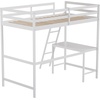 image:imageFlash Furniture Riley Loft Bed Frame with Desk  White Wood Slats  Full Size  Protective Guard Rails amp Ladder  Kids and Teens  Space Saving DesignWhite