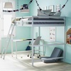 image:imageFlash Furniture Riley Loft Bed Frame with Desk  White Wood Slats  Full Size  Protective Guard Rails amp Ladder  Kids and Teens  Space Saving DesignWhite