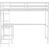 image:imageFlash Furniture Riley Loft Bed Frame with Desk  White Wood Slats  Full Size  Protective Guard Rails amp Ladder  Kids and Teens  Space Saving DesignWhite