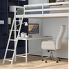 image:imageFlash Furniture Riley Loft Bed Frame with Desk  White Wood Slats  Full Size  Protective Guard Rails amp Ladder  Kids and Teens  Space Saving DesignWhite