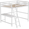 image:imageFlash Furniture Riley Loft Bed Frame with Desk  White Wood Slats  Full Size  Protective Guard Rails amp Ladder  Kids and Teens  Space Saving DesignWhite