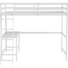 image:imageFlash Furniture Riley Loft Bed Frame with Desk  White Wood Slats  Full Size  Protective Guard Rails amp Ladder  Kids and Teens  Space Saving DesignWhite